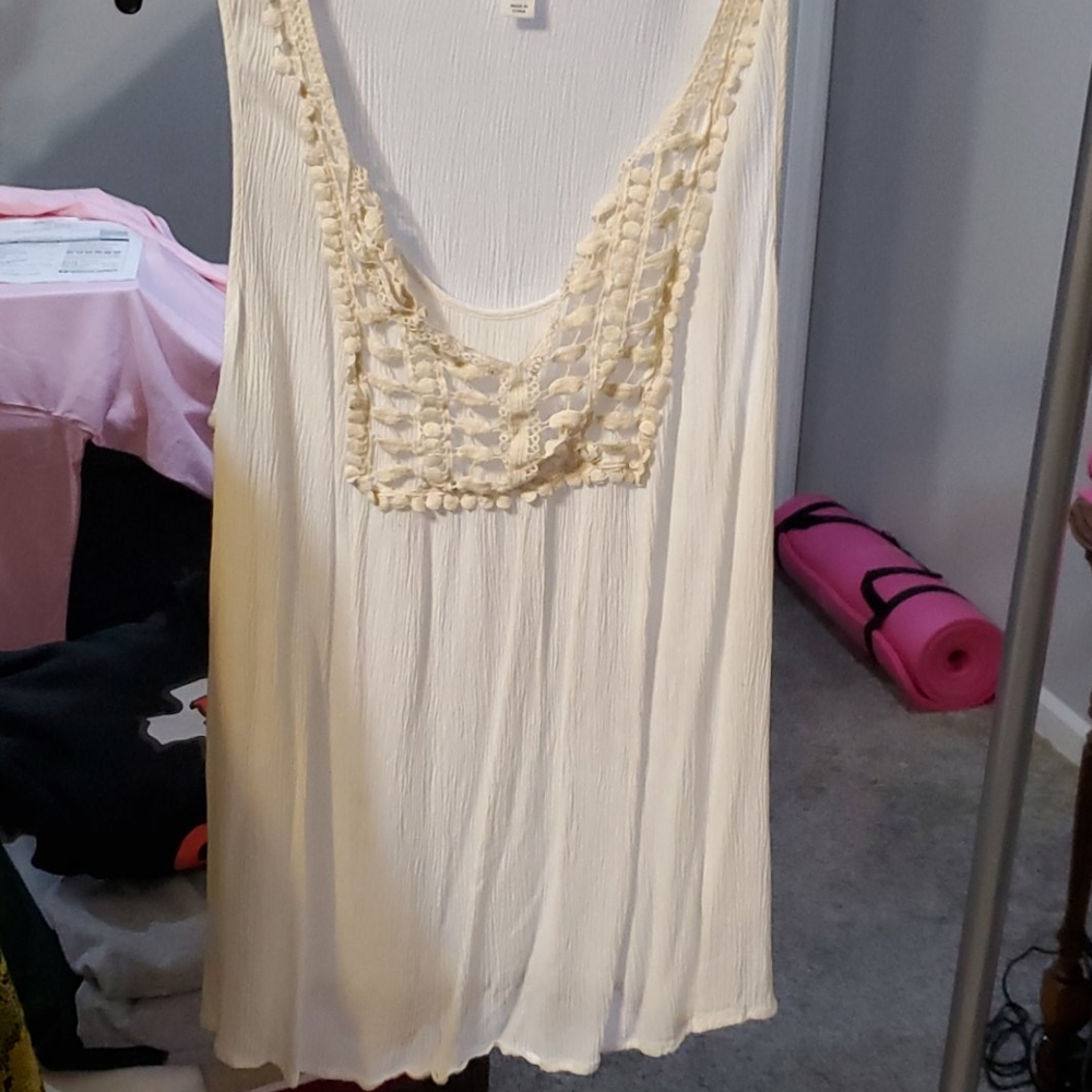 White Tank Top with Lace Detailing